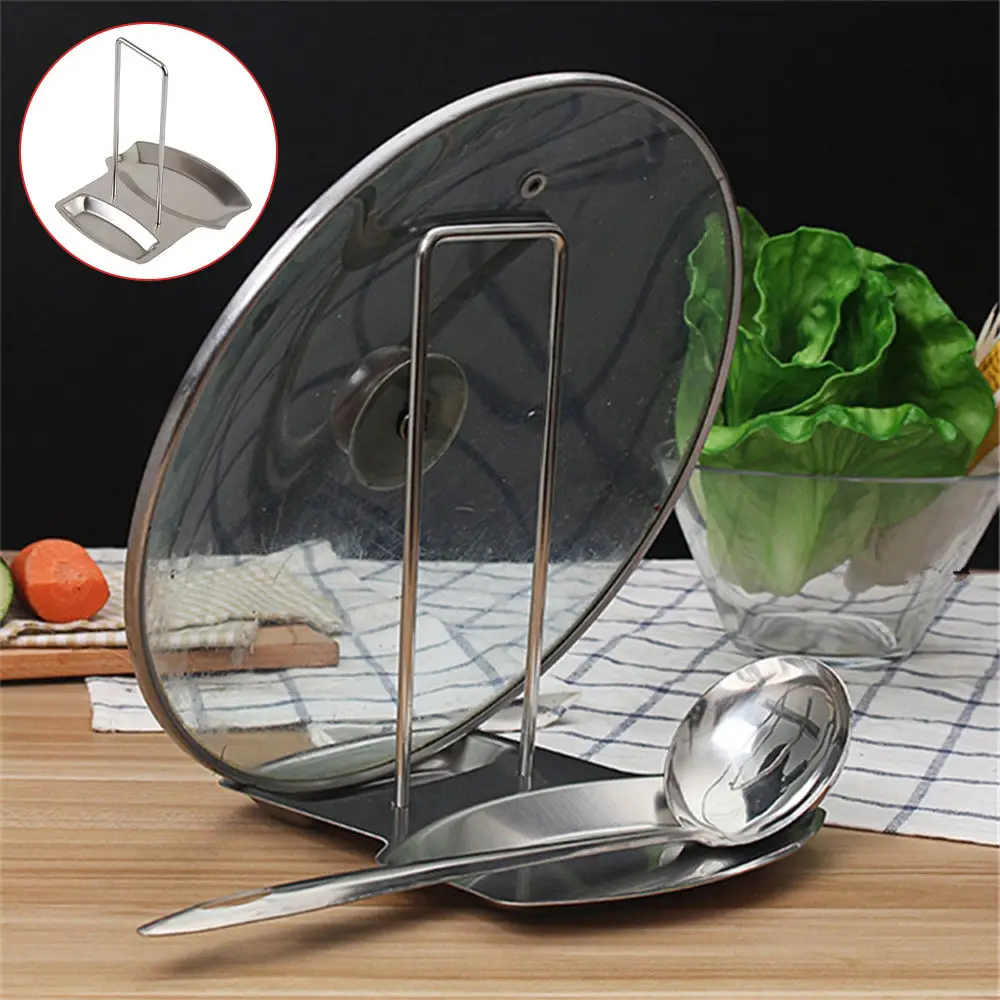Wholesale Stainless Steel Pot Cover Spoon Bracket Non Perforated Desktop Drain Pan Removable Rack