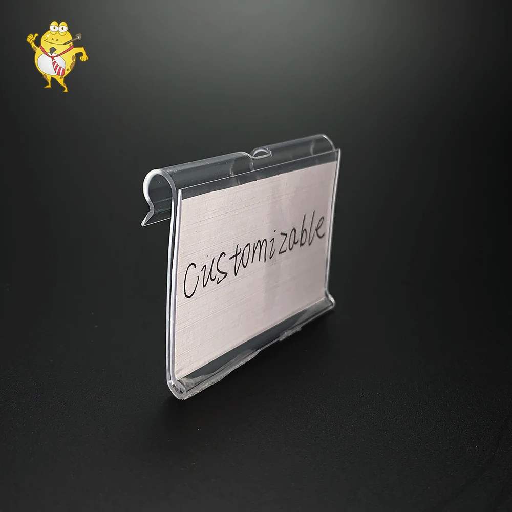 clear plastic shelf label holder for supermarket shelves hook price tag holder