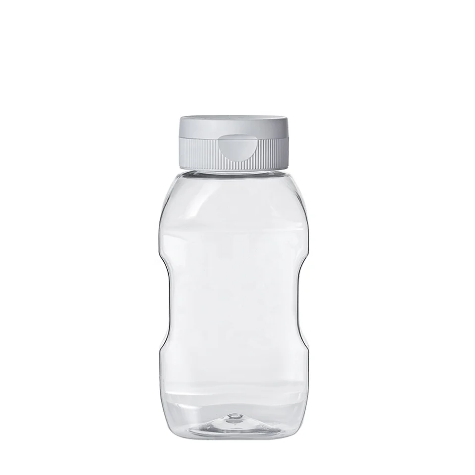 square 10oz 12oz  upside down sauce dispenser tomato salad dressing squeeze plastic ketchup bottle