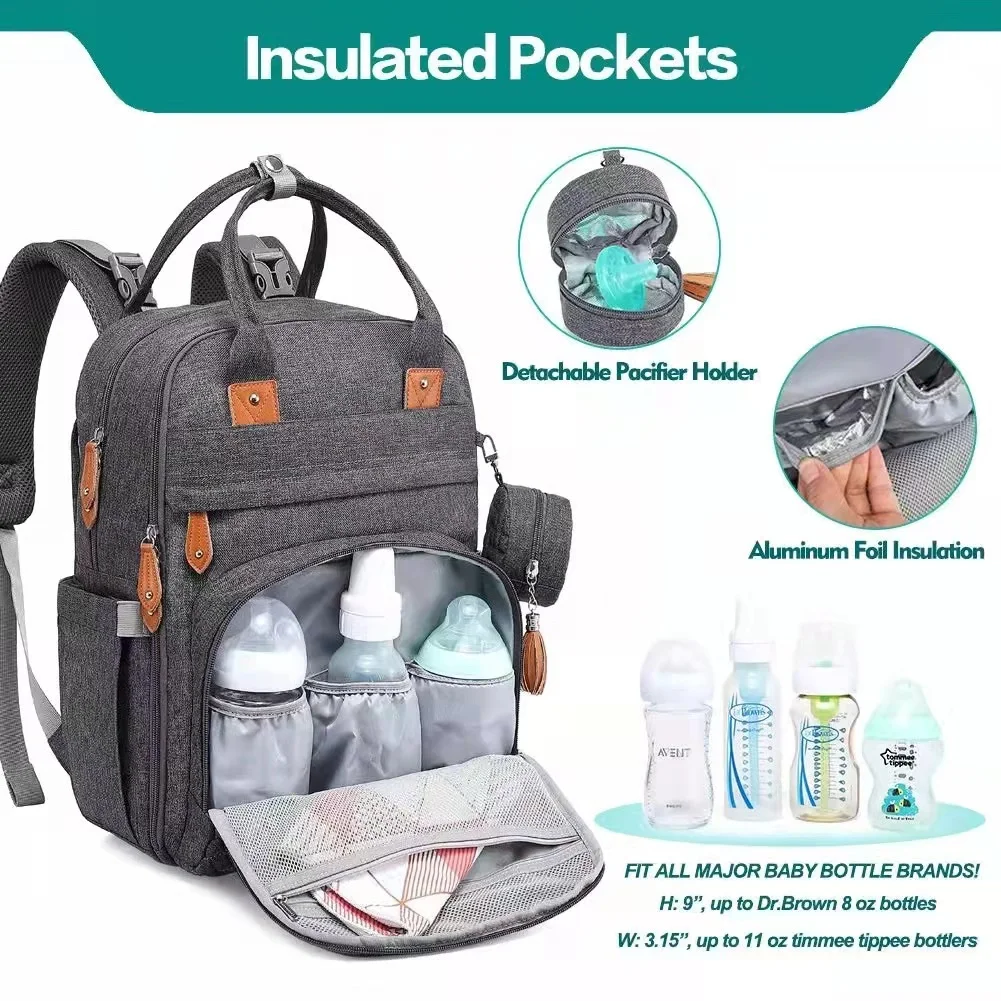 Travel Baby Diaper Bag Mommy Backpack Nappy Bags for Mom Baby Changing Bed