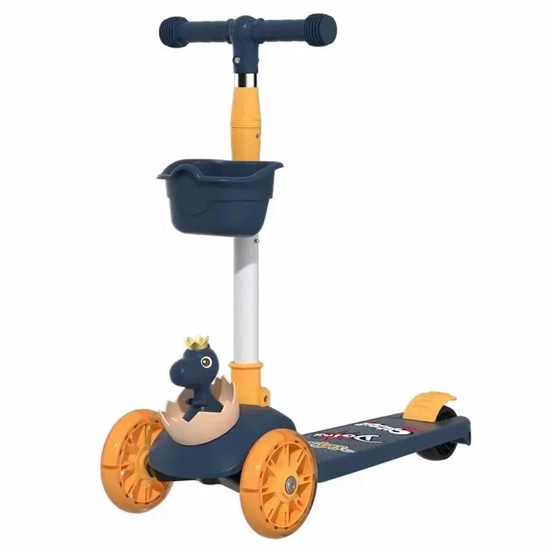 Top sell 3 in 1 kids scooter for 3-8 year old child/three wheel flash music scooter folding with seat light and music