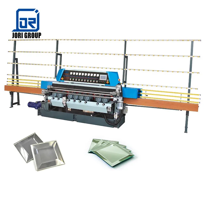 Hot Sale glass beveling machine nine-head bevel and bottom grinding machine with PLC control system