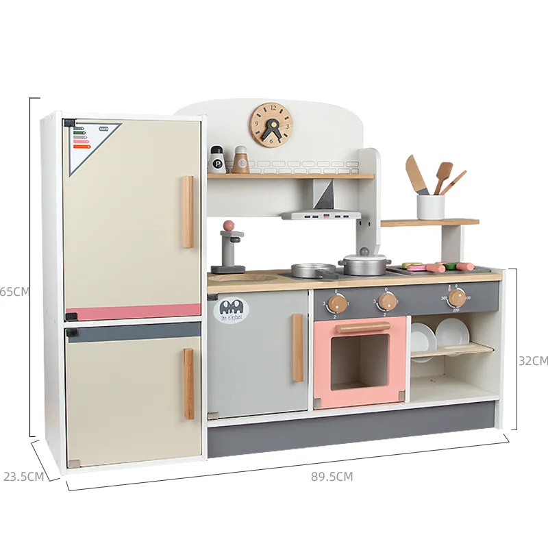 Educational Toys Simulation Refrigerator Kitchen Pretend Toy 2022 Hot Sale High Quality Wooden for Kids 64*28*20cm 