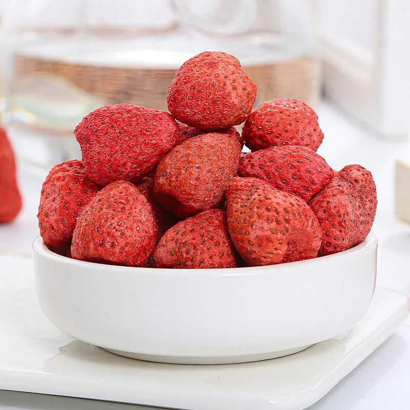 FD Freeze Dried Whole Strawberry Fruit Tea Flavor Healthy Snacks Bag