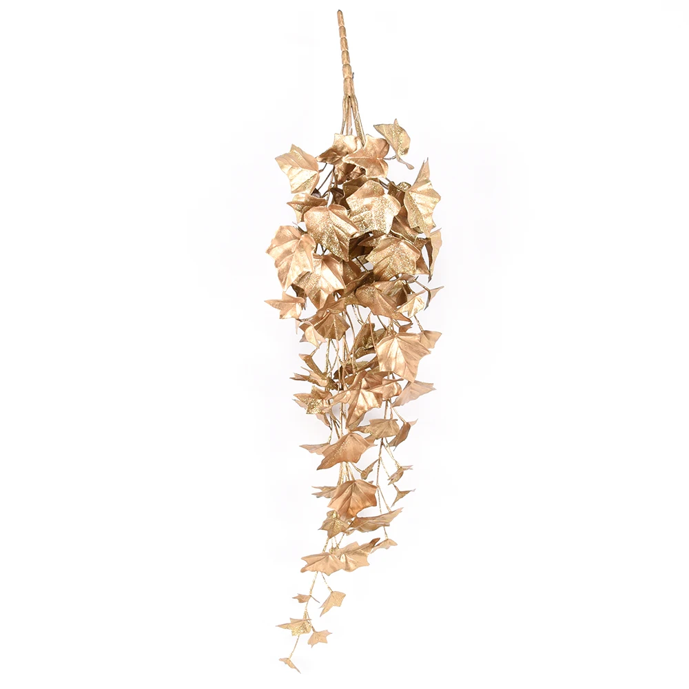 Customized hanging decor gold silver color wholesale artificial flower ivy vines leaves plant