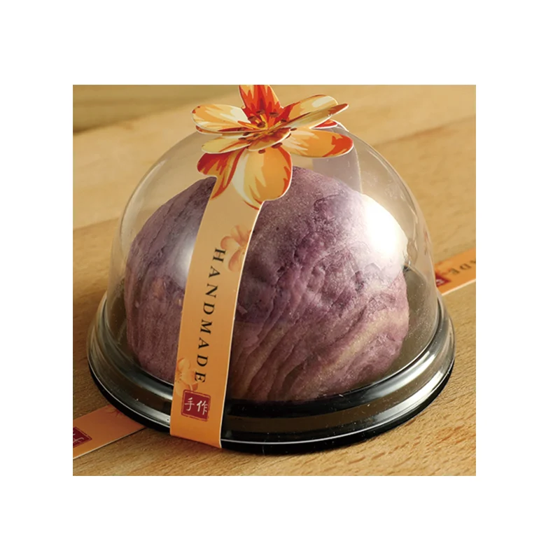 New transparent golden black plastic cake box pack round egg yolk crispy box