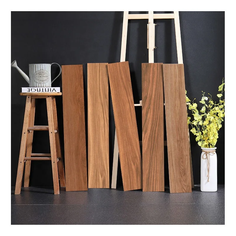 150x900 anti-slip rustic indoor porcelain antique glazed high grade brown wooden like tile wholesale