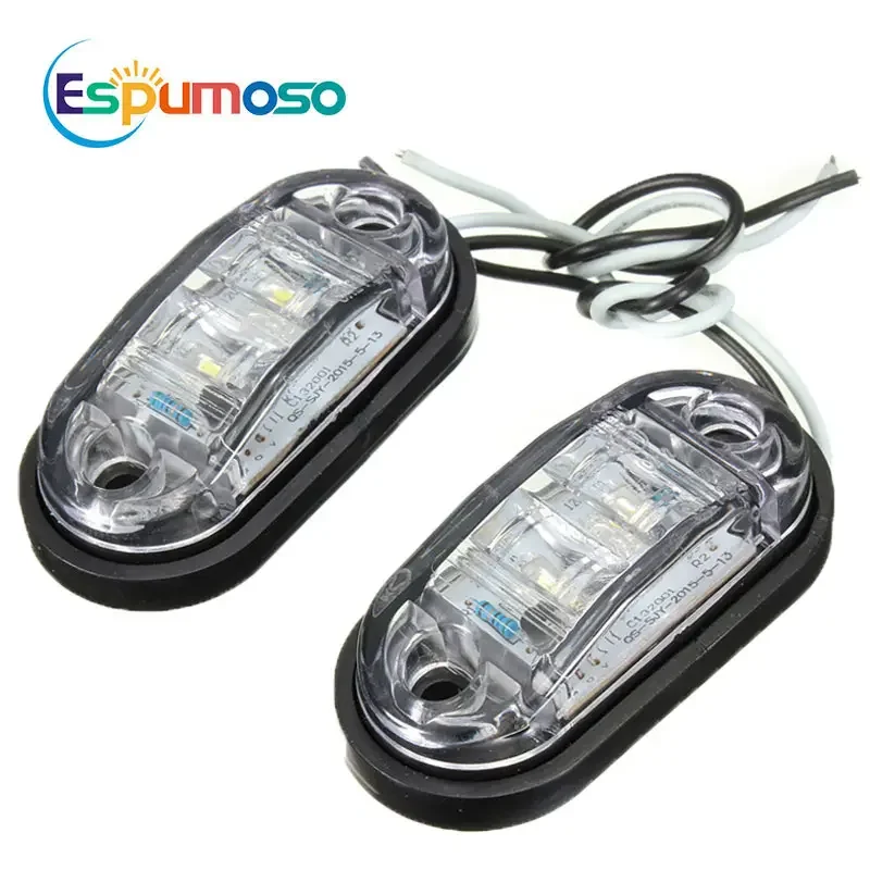 ESPUMOSO Led Side Light 2Leds Car External Warning Tail Lights Auto Trailer Lorry Lamps 12V 24V Red amber white