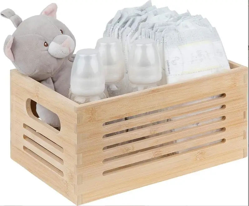 Незаконченный деревянный ящик для хранения простой бамбуковый органайзер ящик для фруктовых книг домашний декор