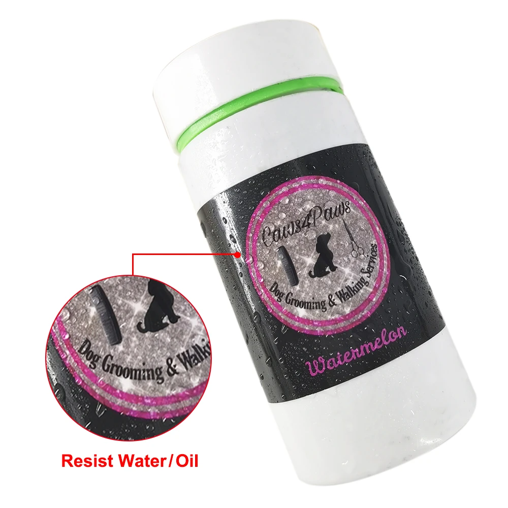 Cheap Self Adhesive Dog Logo Sticker Custom Waterproof Shower Gel Pet Supplies Private Cartoon Animals Pet Shop Label Stickers