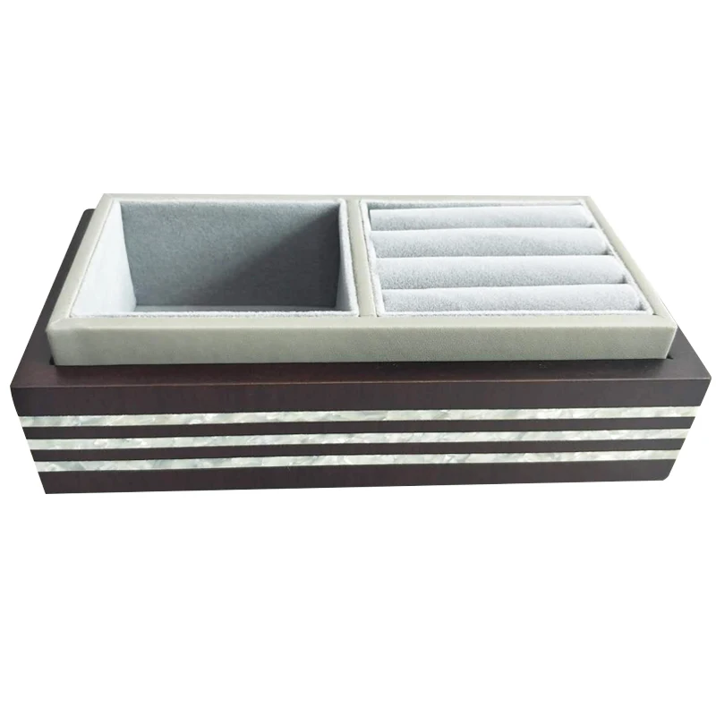 Gray Star Hotel guestroom faux leather storage tray with electrical kettle tea cups tea coffee sachet faux leather serving tray