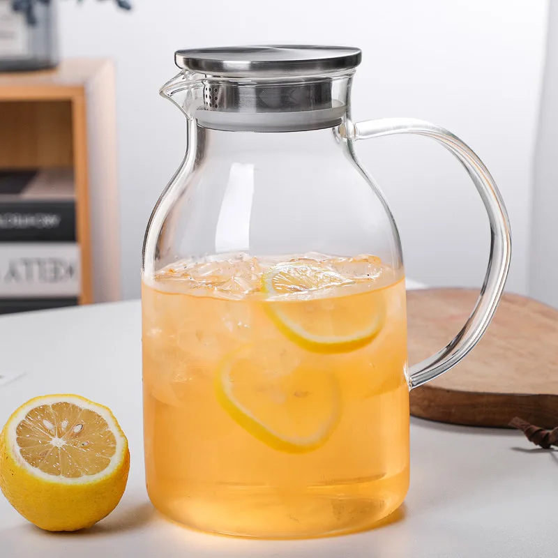 High Borosilicate Glass Water High Temperature Resistant Large Capacity  Carafe Tea Jug With Lid