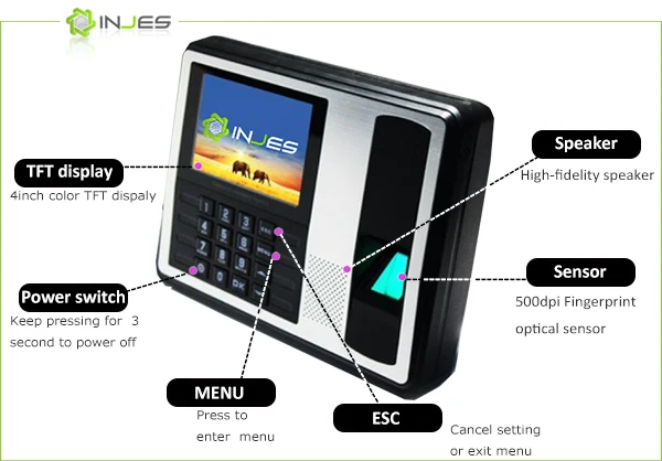 Injes wireless fingerprint time attendance machine biometric machine face recognition biometric machine