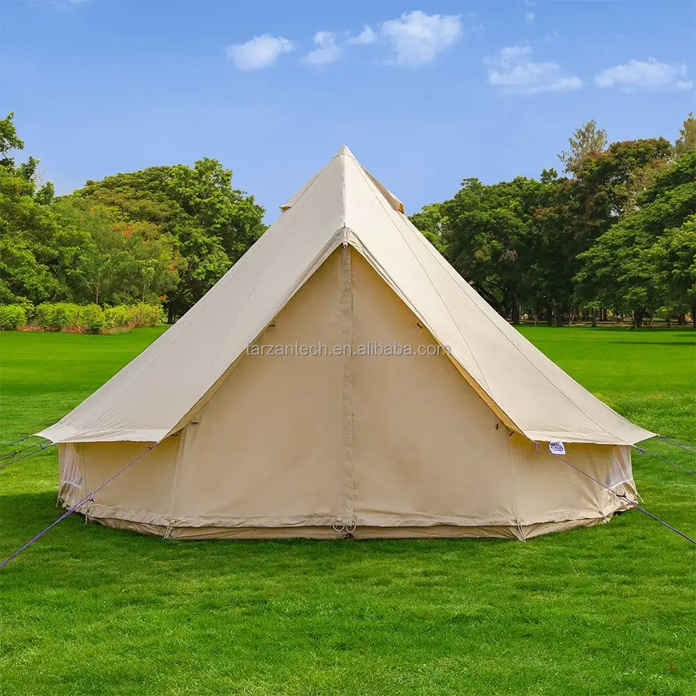 Custom Canvas Bell Tent Wall Teepee Yurt Glamping Tent Outdoor Heavy Duty Canvas Warm Tent