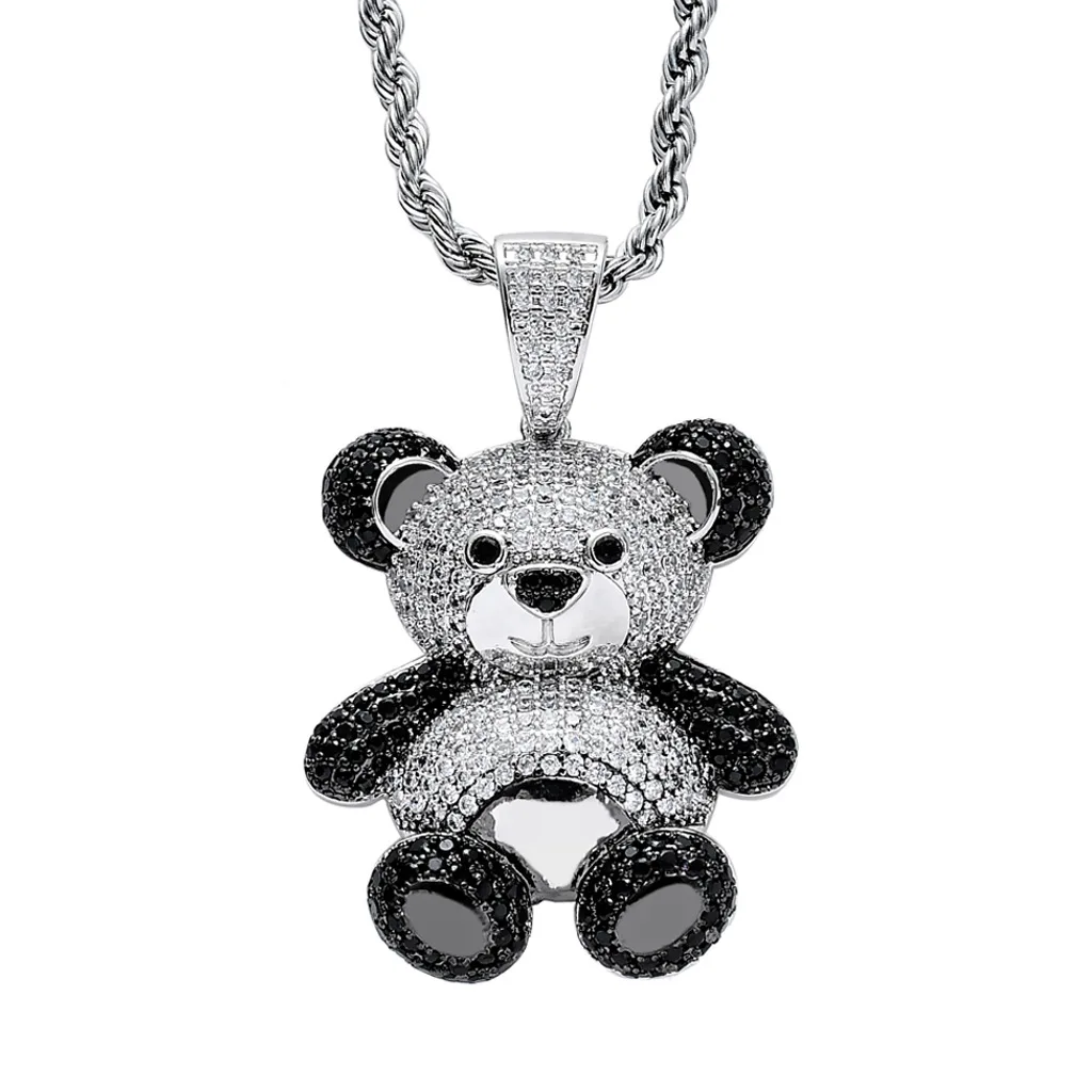 2022 Factory customized silver animal pendant panda hip hop jewelry men and women necklace