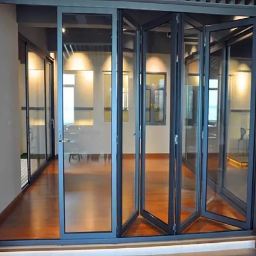 Minetal Aluminium Folding Door Bifold Door Double Glazed Glass Design Folding Door