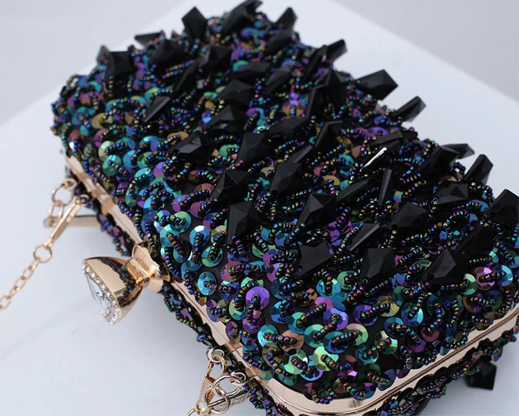 Various Colors Custom Logo Crystal Evening Bag Clutch Golden Evening Clutch Women Bags Wedding Shiny Handbag