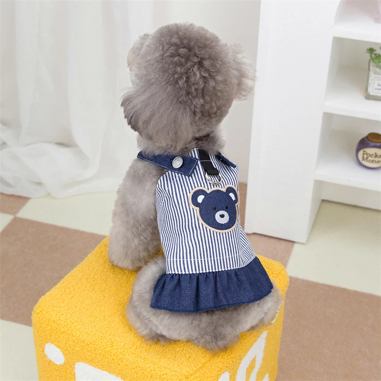 Jeans Cat Dress With D Ring Pet Clothes Accessories Pet Costume Dress Europe Cute Cat Items Bear	Cat Harness Funny