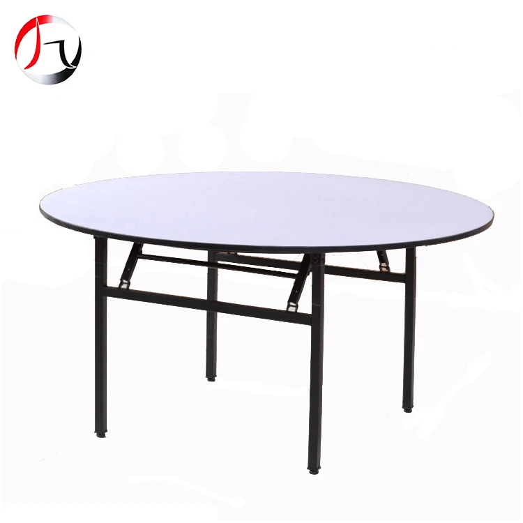 Custom cheap 18mm plywood pvc surface 6ft round folding hotel banquet table