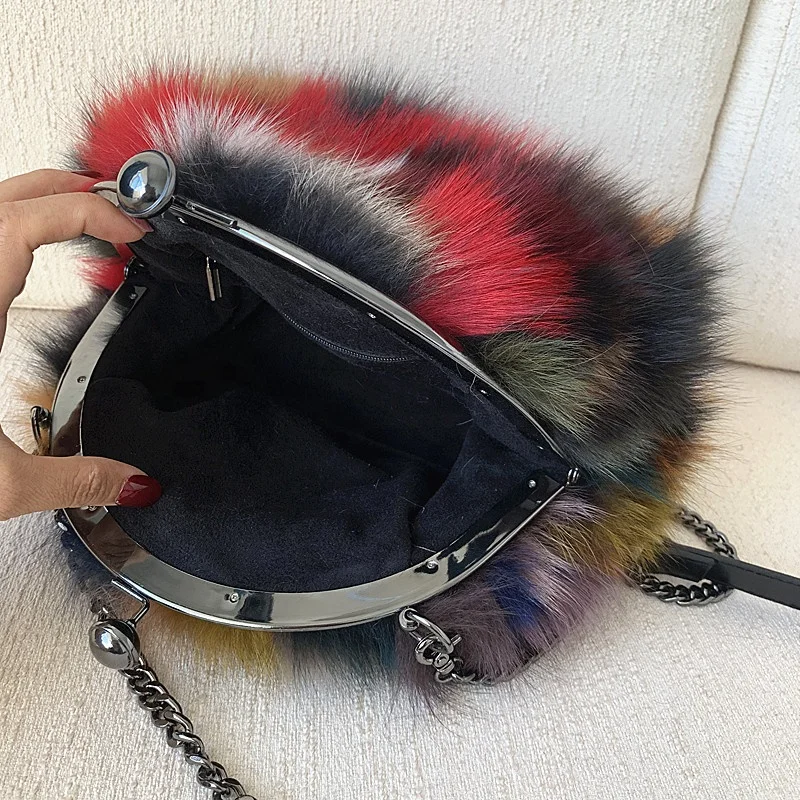  Элегантная сумка из натурального Лисьего меха женские сумки женская сумка-слинг лисьего на застежке