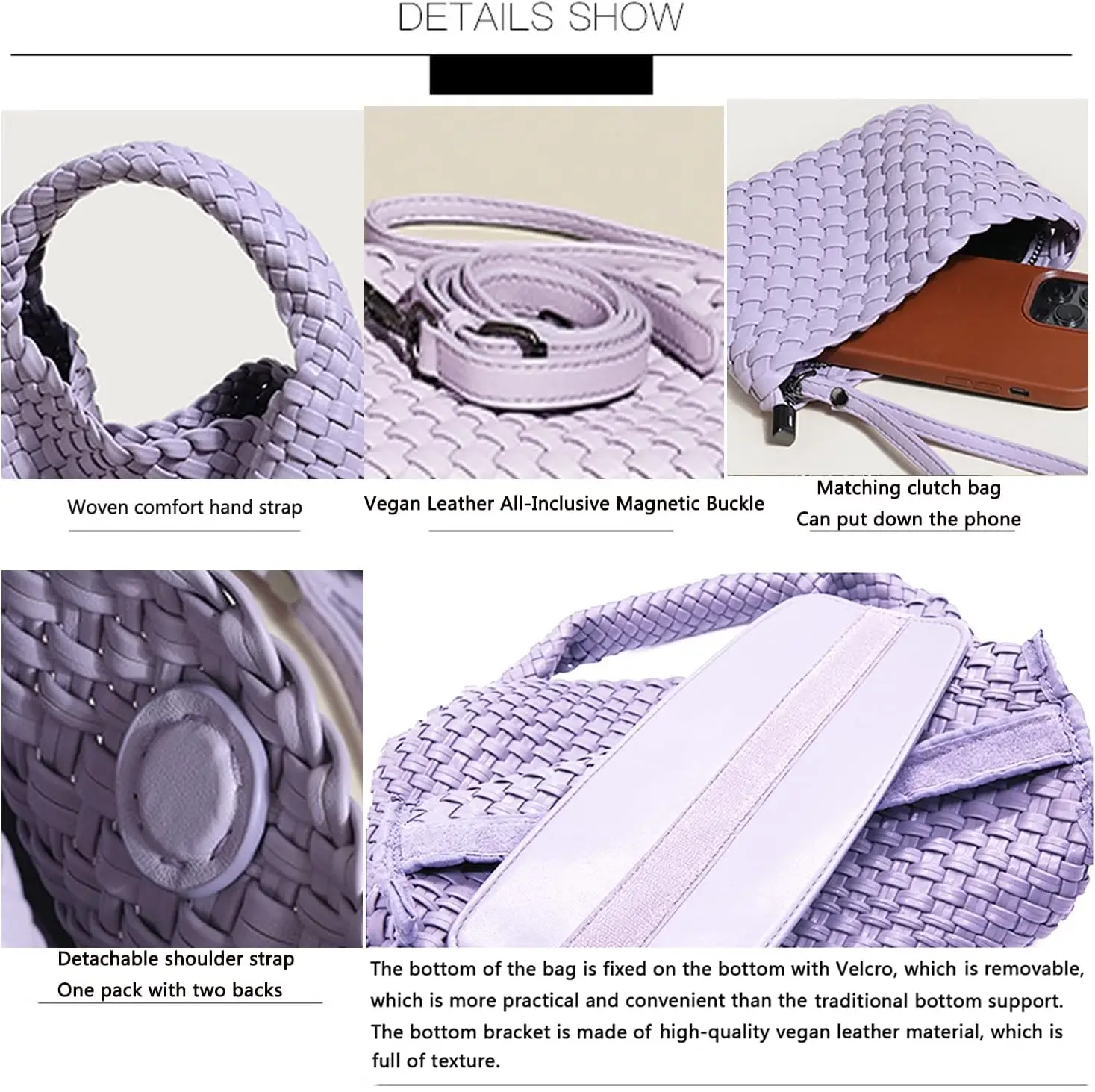 Handmade Woven Shoulder Bags for Women Cute Hobo Tote Handbag Mini Clutch Purse with Magnetic Buckle Crossbody Phone Bag