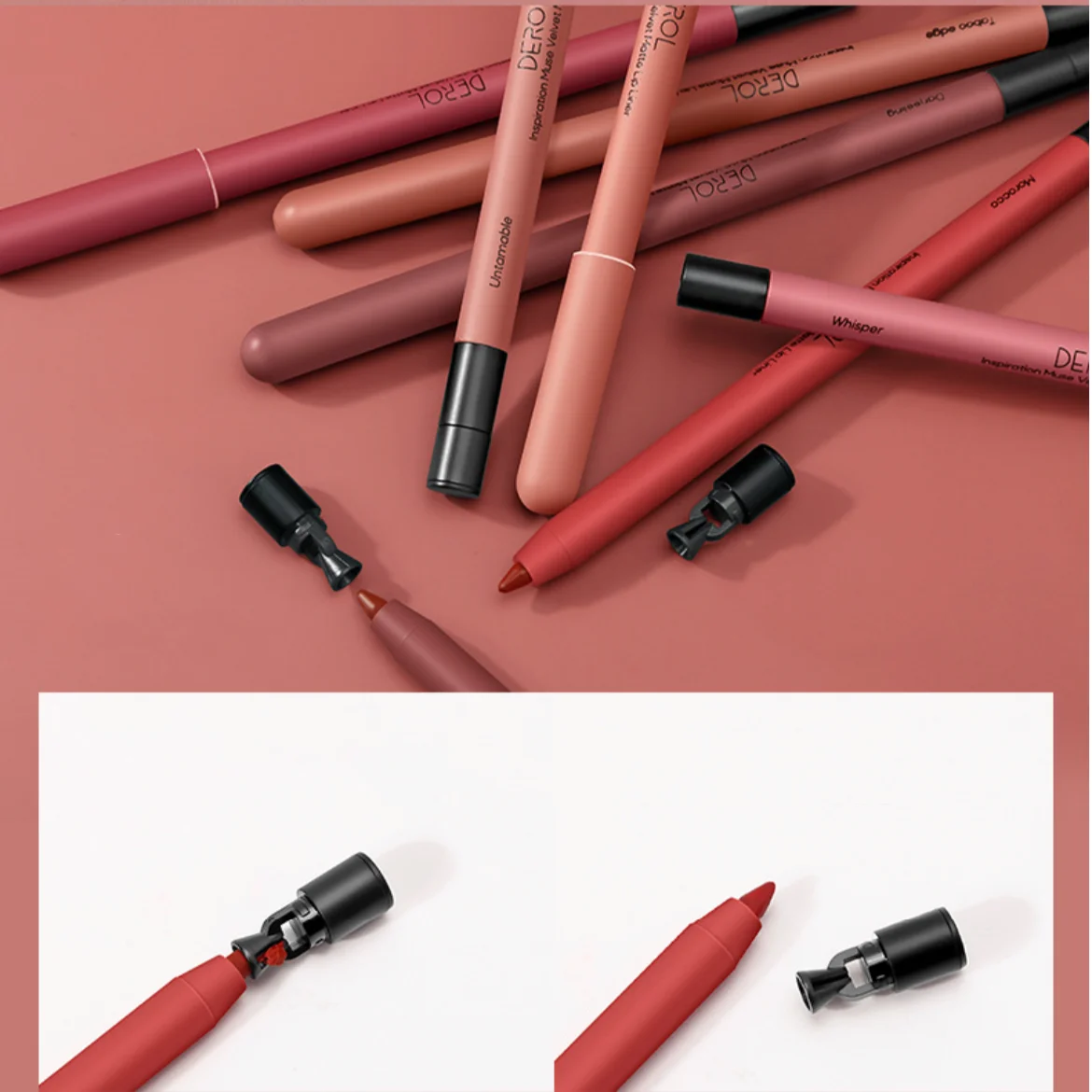 Retractable Smooth Application Creamy Color Slim Matte Gel Lip Liner Pencils