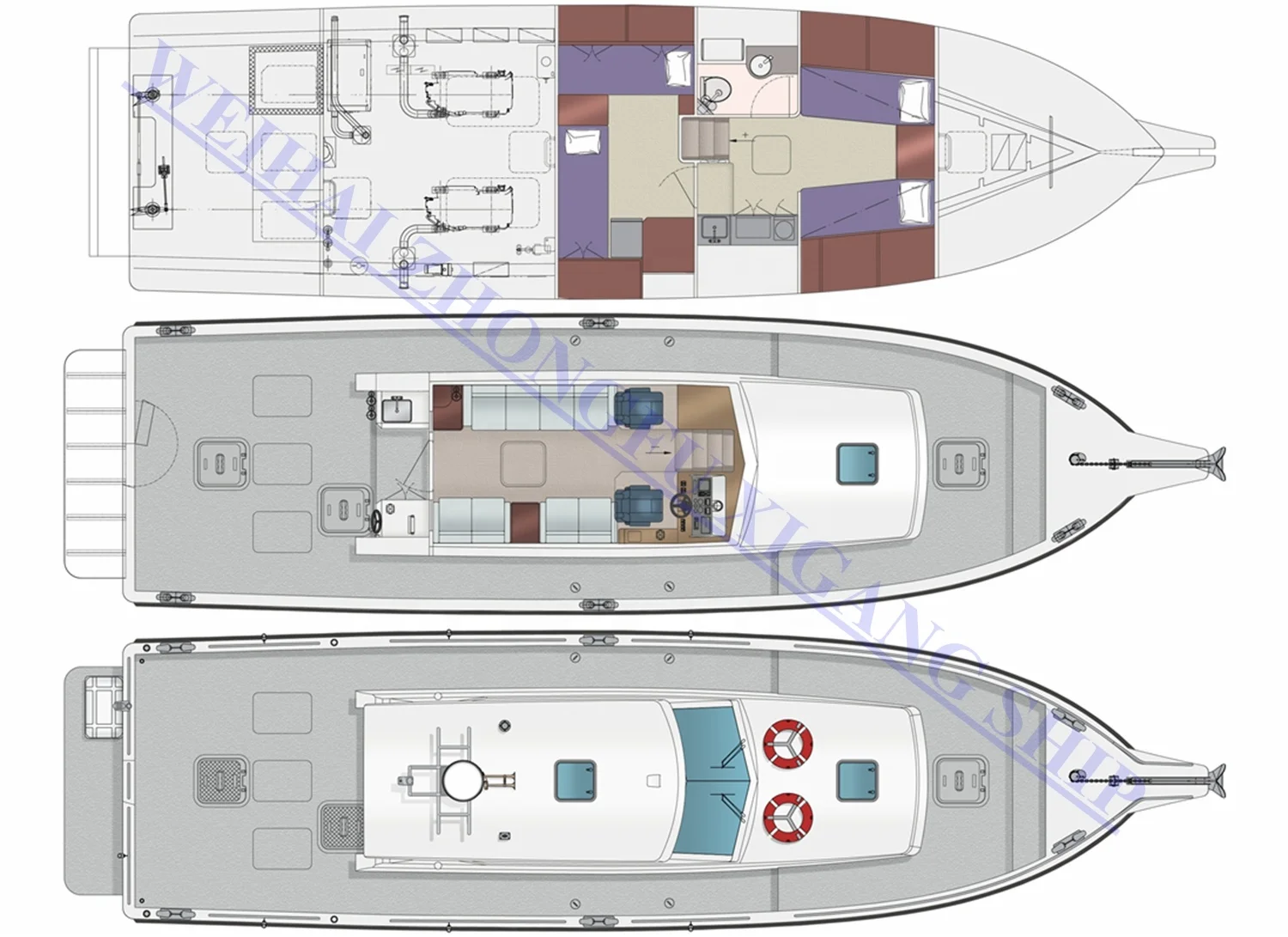 
55ft China Shipyard Inboard New Cheap Cabin Boats Fishing Aluminum Leisure Yacht for Sale 