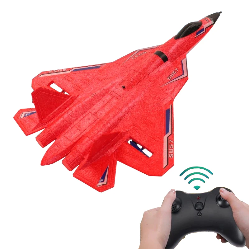SU57 RC Plane 2.4G Radio Control Airplane With Light Fixed Wing Hand Throwing Foam Electric Remote Children