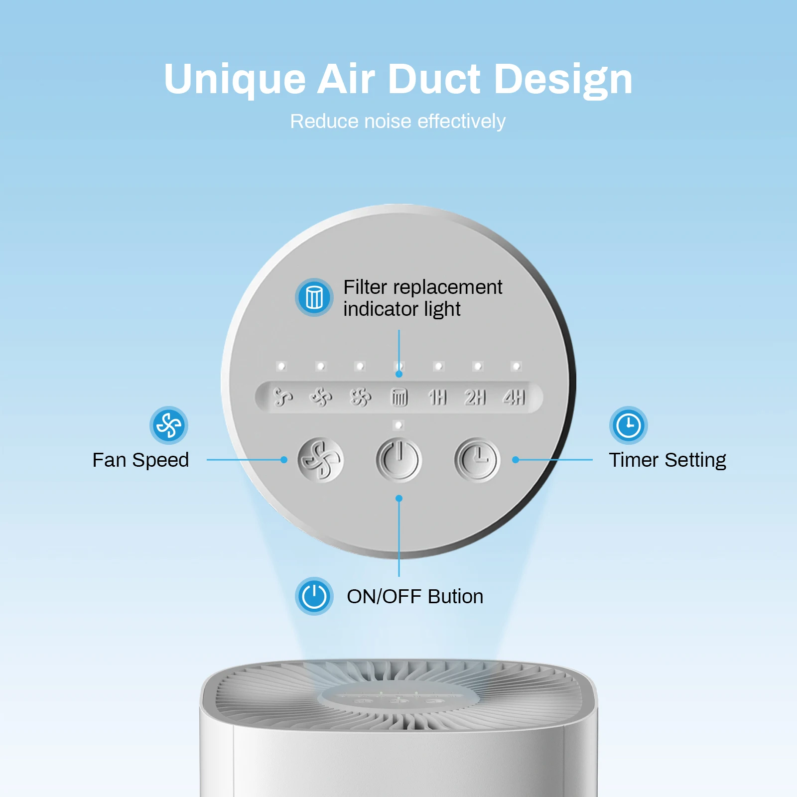 New Product Portable 13W Smart H13 HEPA Filter Household Air Purifier