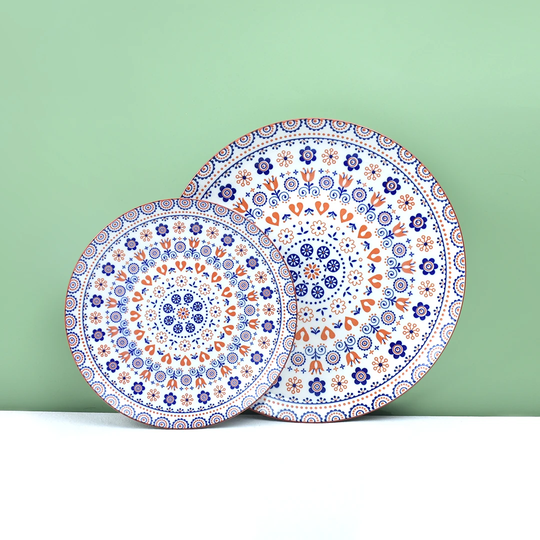 colorful multicolor top seller 2023 bohemian style ceramic porcelain dish plate