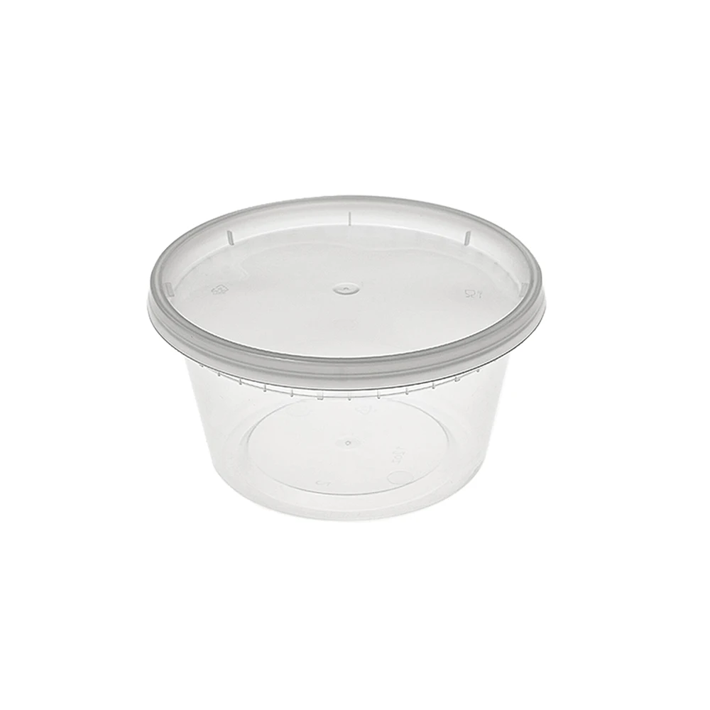 12oz Clear Round Disposable Plastic PP Takeout Hot Soup Container Deli Cup With Lid