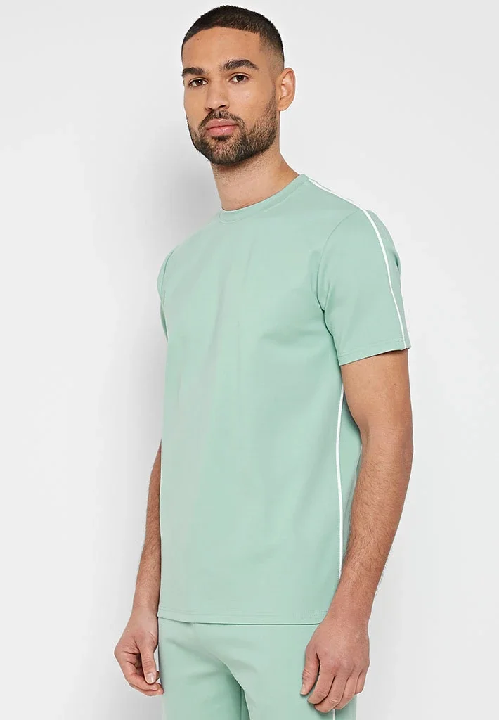 
Custom Two Piece Short Set Cotton White Stripe Jogging Suit for Men Two Piece Short Set Muscle Running Short Set 