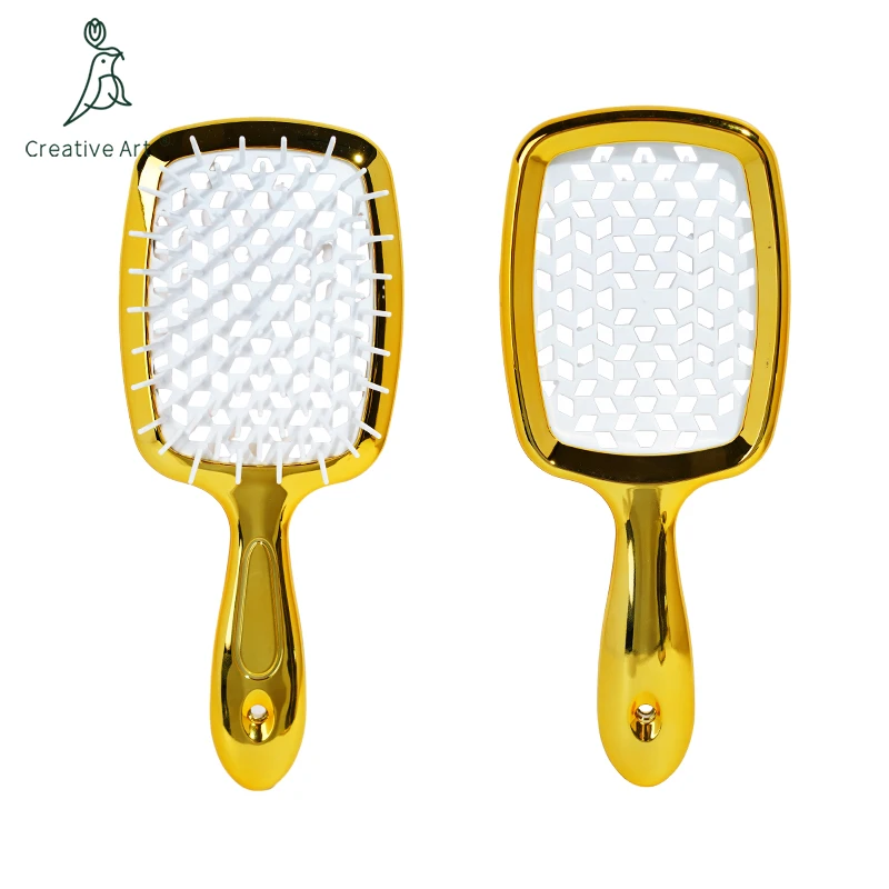 Grid Electroplating Comb Long Handle Vertical Balloon Massage Air Cushion Hair Comb Straightening Comb