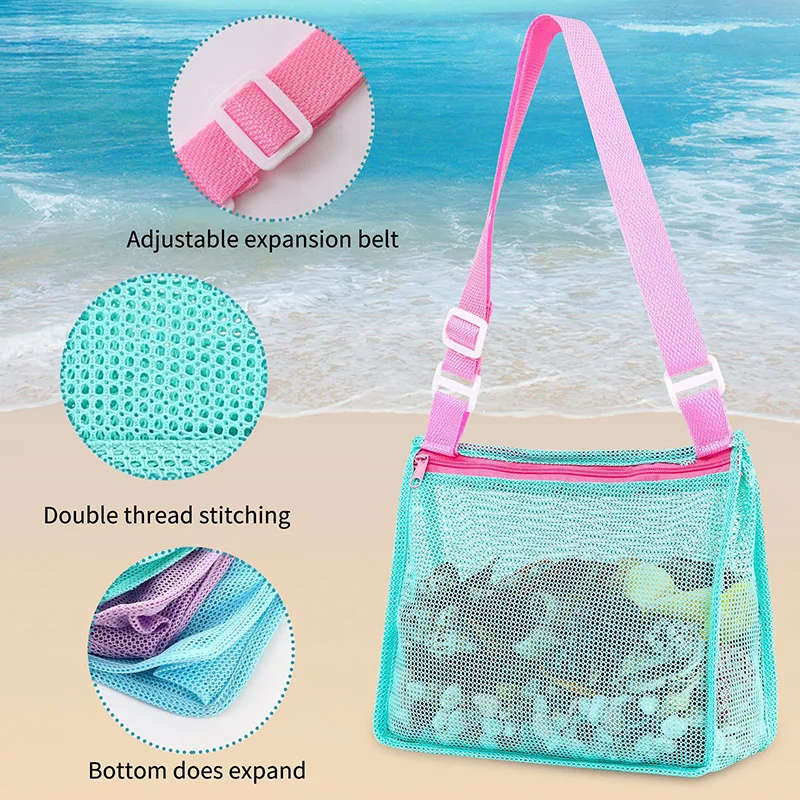 28 Colors Mesh Beach Bag Beach Sand Toy Seashell Bag for Shells Beach Toys Swimming Accessories Kids Shell Collecting Bag