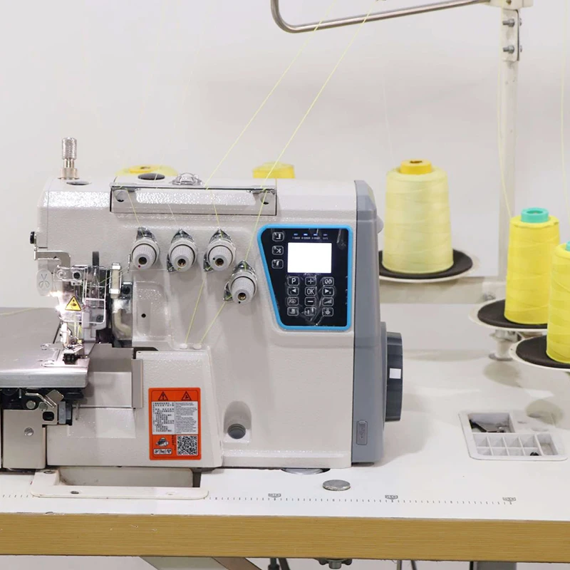 Direct drive 4 thread overlock sewing machine with automatic thread cutter