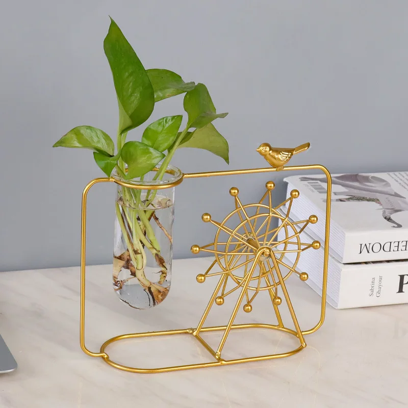 Nordic decor living room desktop ferris wheel home accessories hydroponic ornaments green plant container glass test tube vase