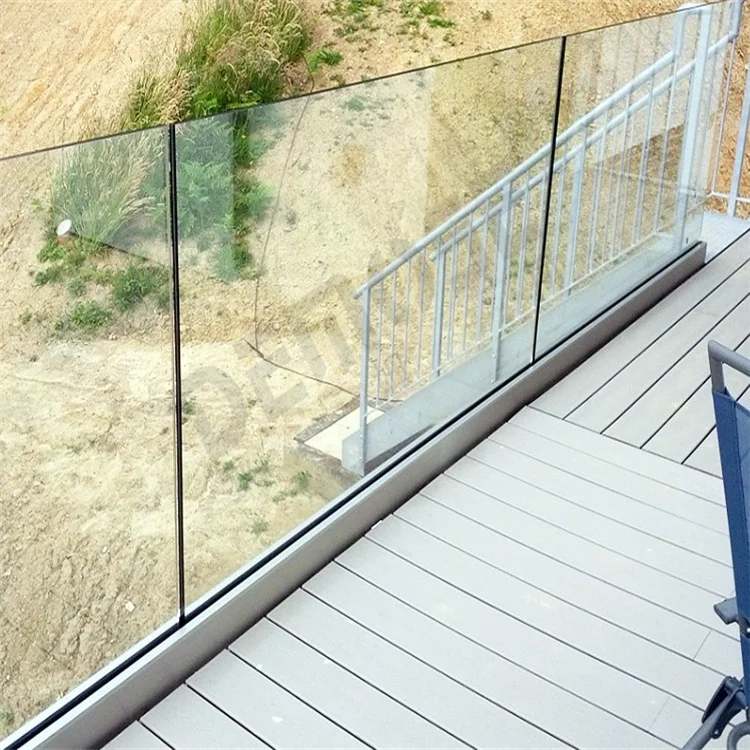 factory aluminum balcony glass railing base frameless glass balustrade handrail patio staircase aluminum u channel glass railing
