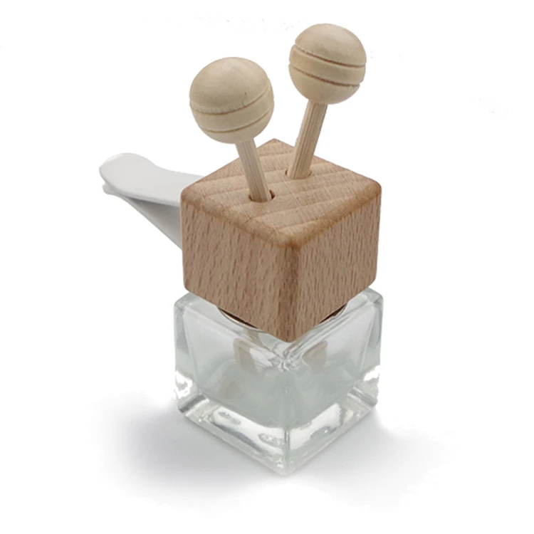 8ml Empty Aroma Square Glass Car Perfume Air Freshener Vent Clip Diffuser Bottle