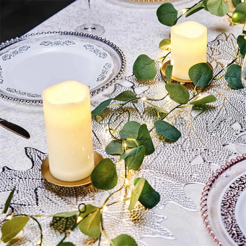 Lighted Artificial Eucalyptus Garland LED Greenery Faux Vine String Lights for Wedding Party Backdrop Arch Home Wall Decorations