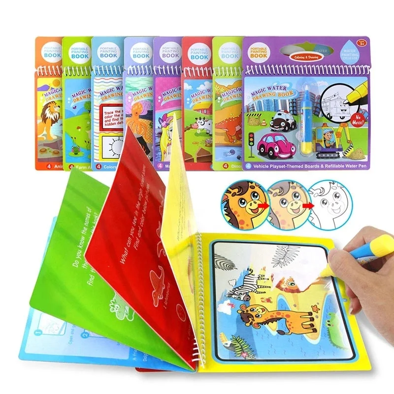 8 styles Magic Water Drawing Book Coloring Doodle Magic Pen Drawing Toys Montessori Toys early education Toys