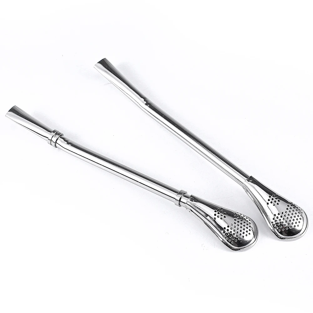 stainless steel straw spoon creative filter coffee milk tea Recyclable metal silver Coffee Whisk