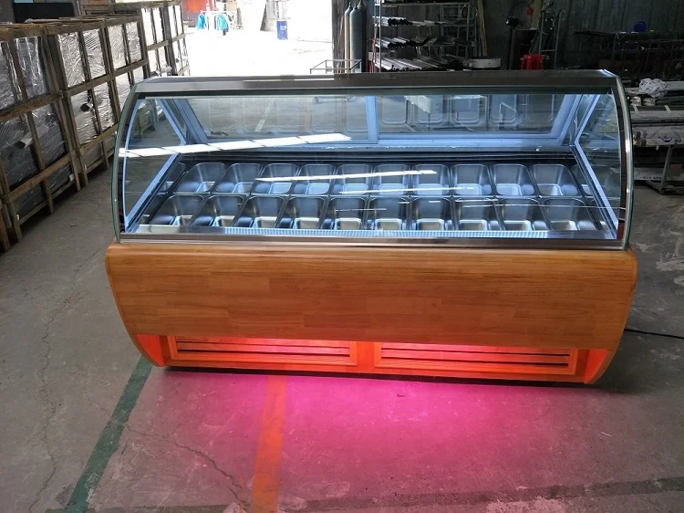 ICEWINTOP Outdoor Commercial Gelato Display Cabinet Customize 24 Pans  Ice Cream Showcase
