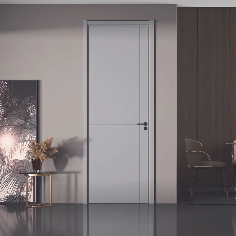 China OPPEIN White PVC Lacquer Fire Proof Wooden Interior Doors For House Interior