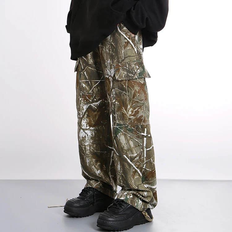 Streetwear Classic Print Fit Distress Pants Rock Zipper Fashion Painted Cargo Jeans Men