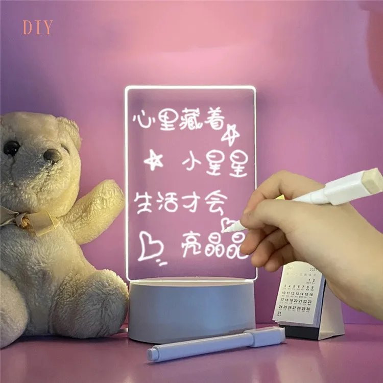 DIY Acrylic Memo Tips Desktop Office Home Home Desktop Message Board Erasable Clipboard Small Bedside Night Lamp