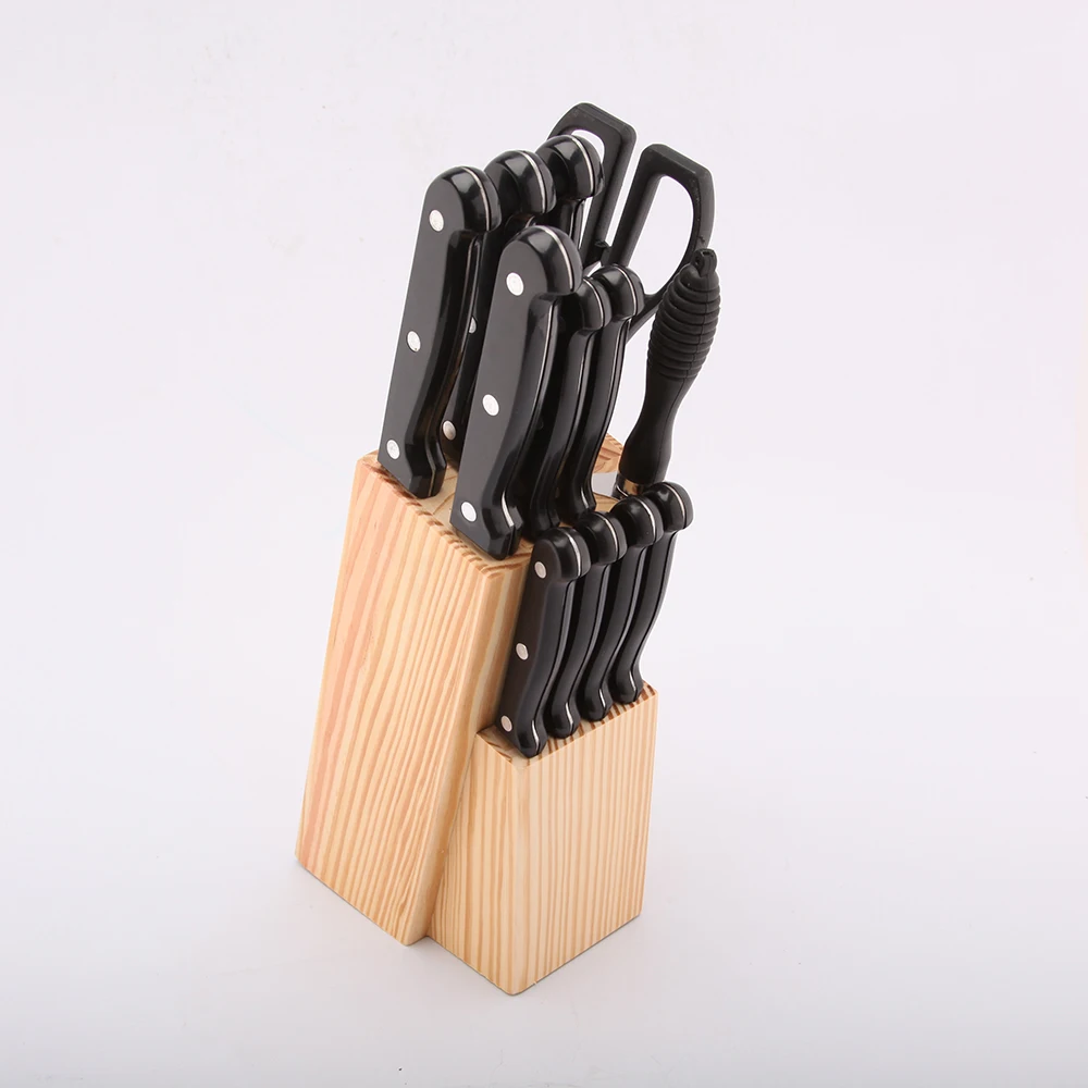 wholesale promotional 13pcs cheap knife set with wood block