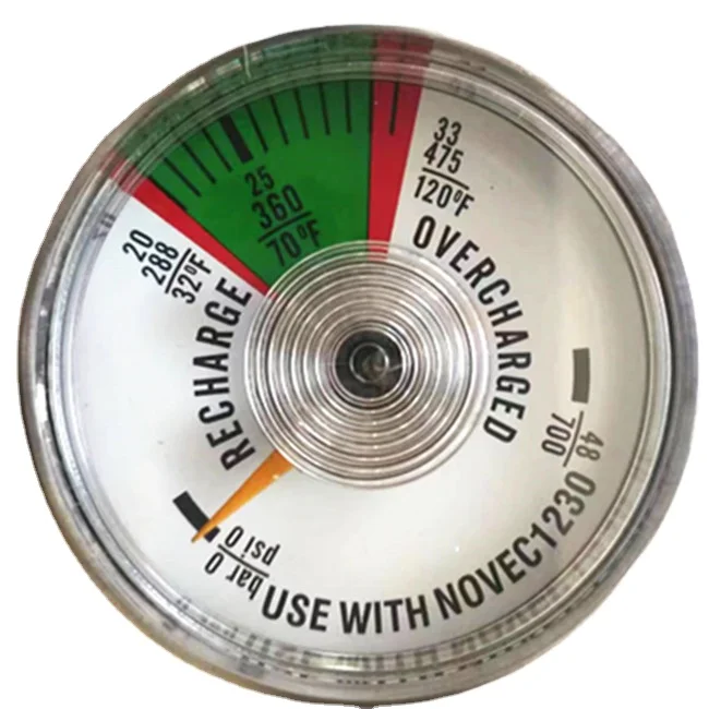 ISO CE  standard white novec 1230 pressure gauge novec 1230 pressure gauge for fire extinguisher