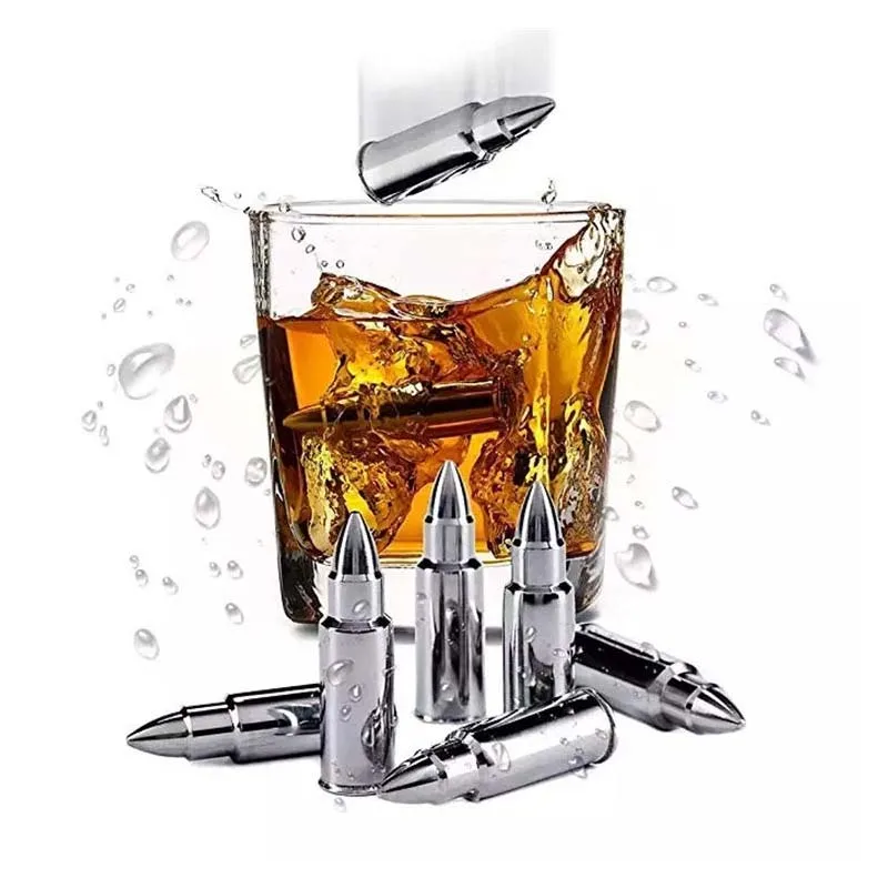 New Product Bullet Whiskey Stones Set Whisky Ice Stone Stainless Steel Whiskey Stones with Box