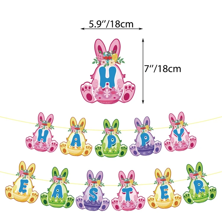 Easter Latex Balloons Rabbit Banner Egg Cake Topper Kit Festival Party Layout Prop For Spring Easter Birthday Party Decors KK016