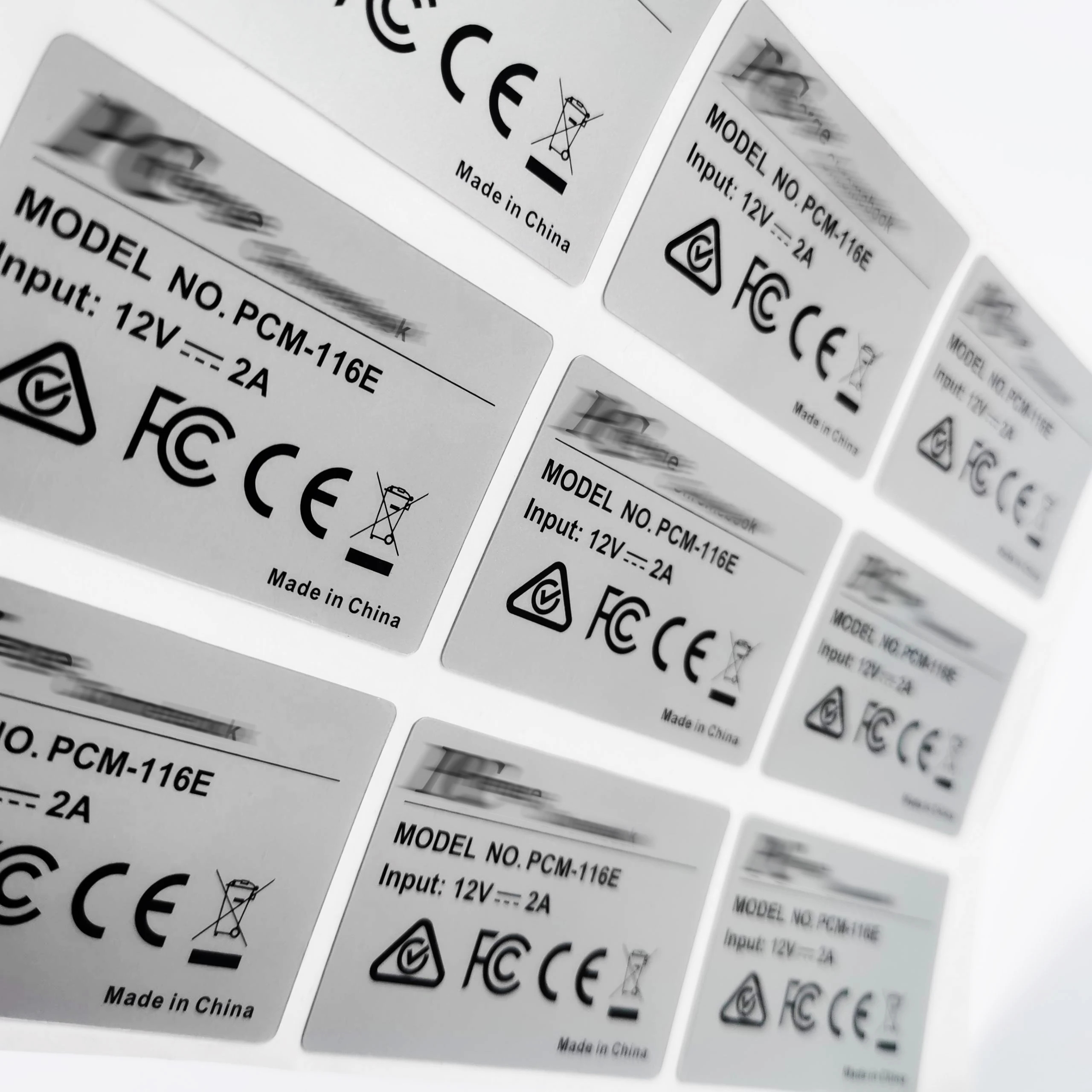 Custom Waterproof Matte Silver Adhesive Label Panel Stickers PET Labels CE Mark Electronic PC for Package Stickers Printing